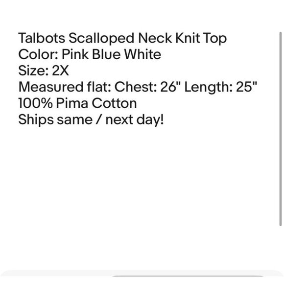 Talbots Women's Scalloped Neck Knit Top Sz 2X Geometric Print Pink Blue White - Picture 7 of 7